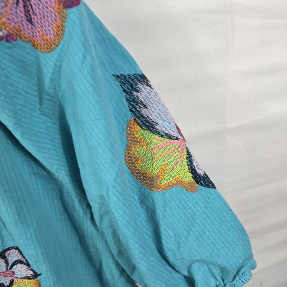 Cato Turquoise Floral Embroidered Peasant Top Size 22/24 - Picture 3 of 14